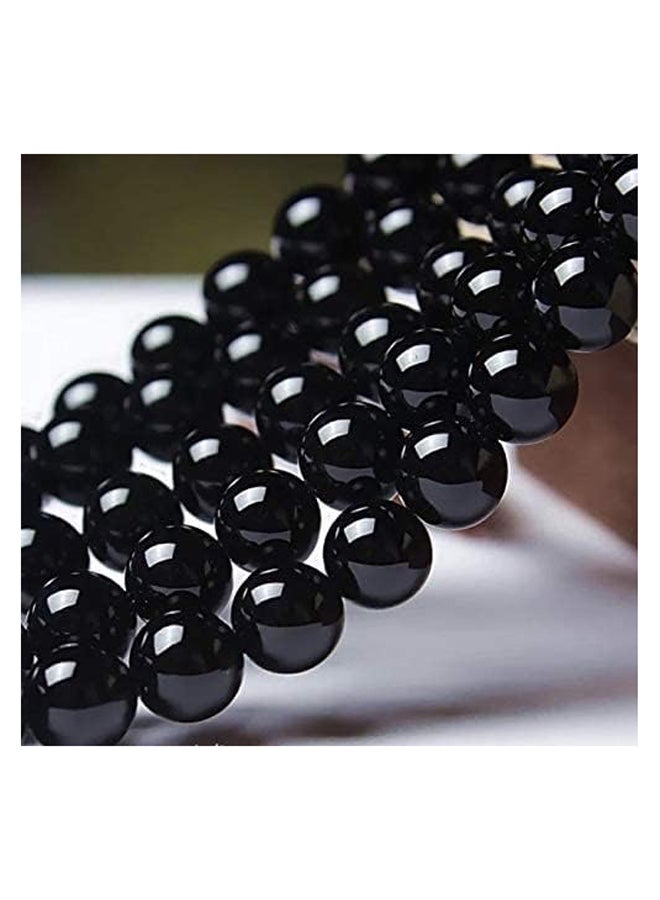 Round Semi-Precious Healing Energy Beads Jet Stone, Black, 10mm  - Image 3