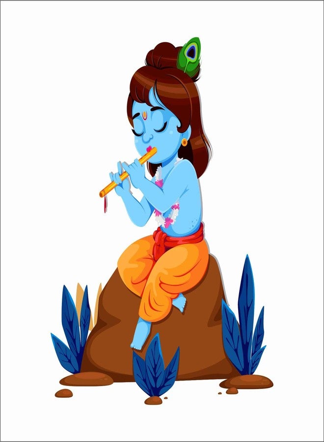 Wall Attraction Krishna with Flute Wall Sticker & Mural Sticker for wall Size - 50x60cm NBD32 - Image 3
