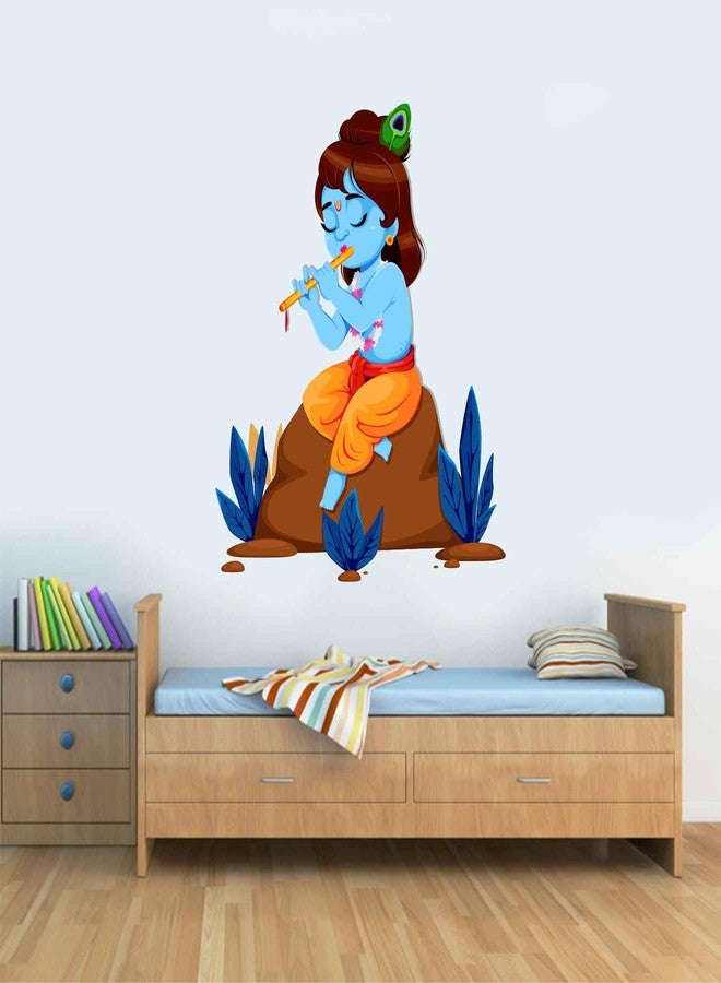 Wall Attraction Krishna with Flute Wall Sticker & Mural Sticker for wall Size - 50x60cm NBD32 - Image 1