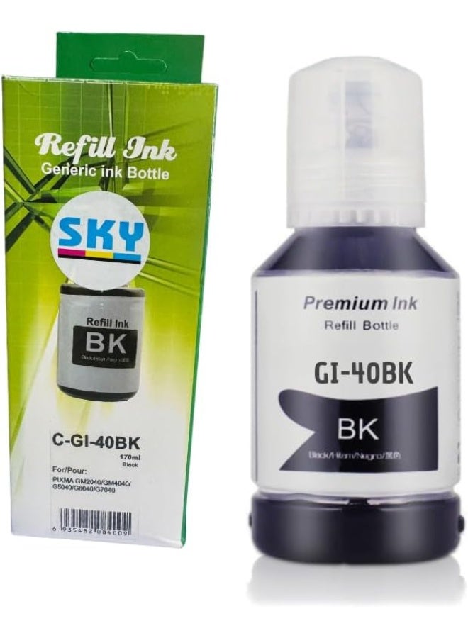 SKY GI-40 Black 170ml Ink Bottle for PIXMA G6040, G5040, GM2040, G7040, GM4040
