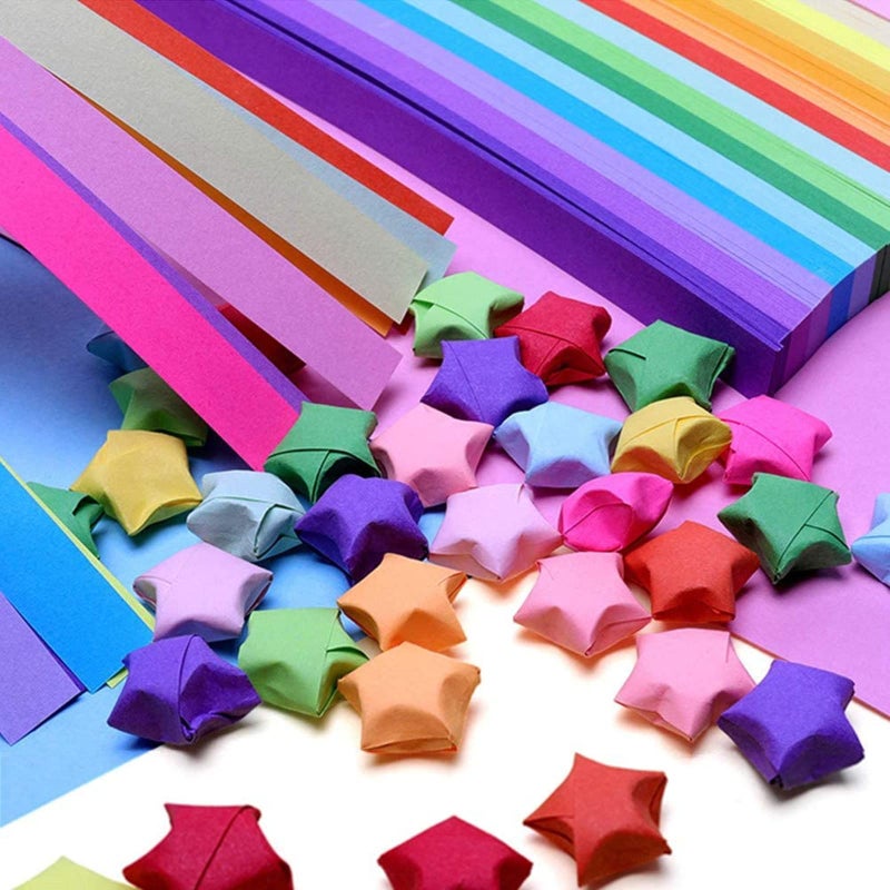Mluchee 2340 Sheets Folding Stars Paper Strips Double Sided Lucky Colorful Stars 25 Colors Decoration Folding Paper for Thanksgiving Christmas Gifts Crafting Supplies, School Teaching, DIY Projects - Image 2