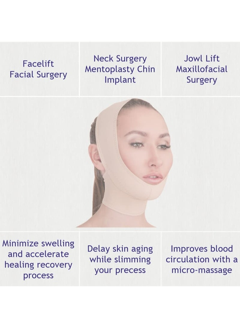 Post Surgical Chin Strap Bandage for Women - Neck and Chin Compression Garment Wrap - Face Slimmer, Jowl Tightening (L) - Image 3