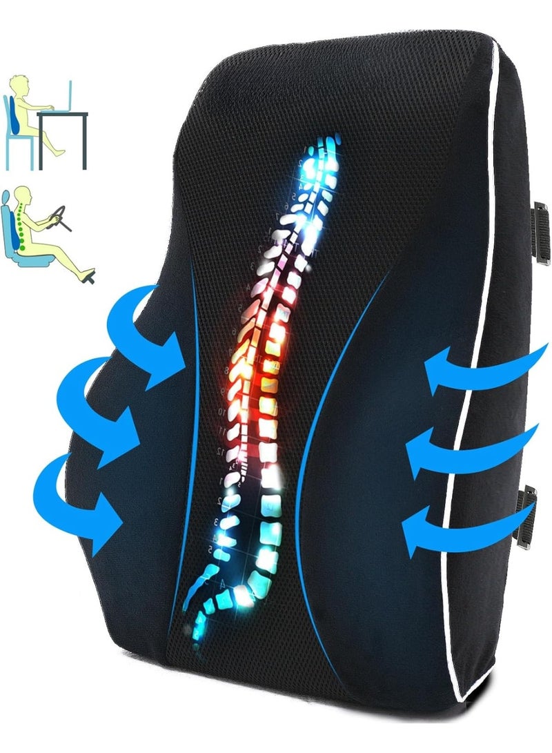 Ergonomic Memory Foam Lumbar Support Pillow for Office Chair & Car Seat - Orthopedic Back Cushion with Breathable Cover and Adjustable Straps for Posture Relief - Image 1