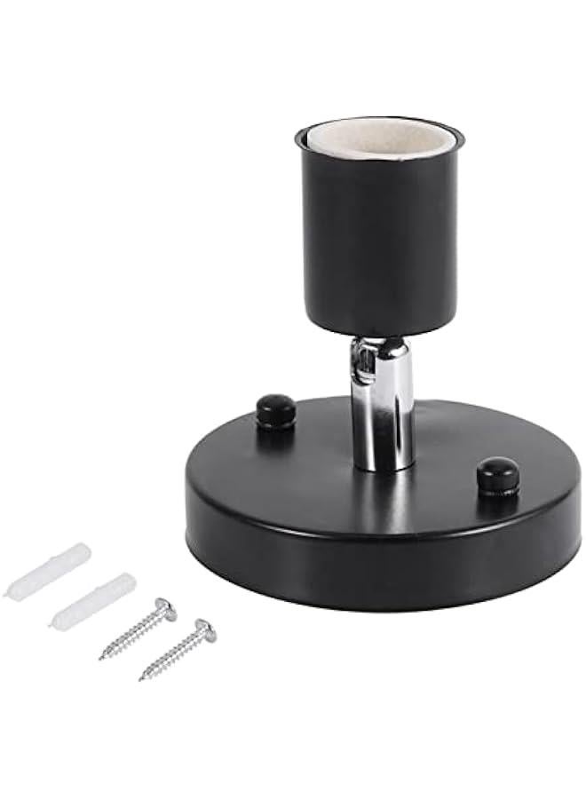 E27 180 Degree Modern Adjust Ceiling Lamp Wall Mounted Light Bulb Holder Socket, Vintage Industrial Ceiling/Wall Light Base Holder for Garage Basement Storage Room(Black) - Image 1