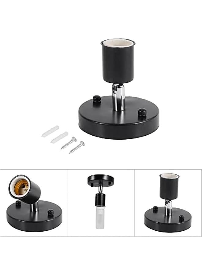 E27 180 Degree Modern Adjust Ceiling Lamp Wall Mounted Light Bulb Holder Socket, Vintage Industrial Ceiling/Wall Light Base Holder for Garage Basement Storage Room(Black) - Image 2