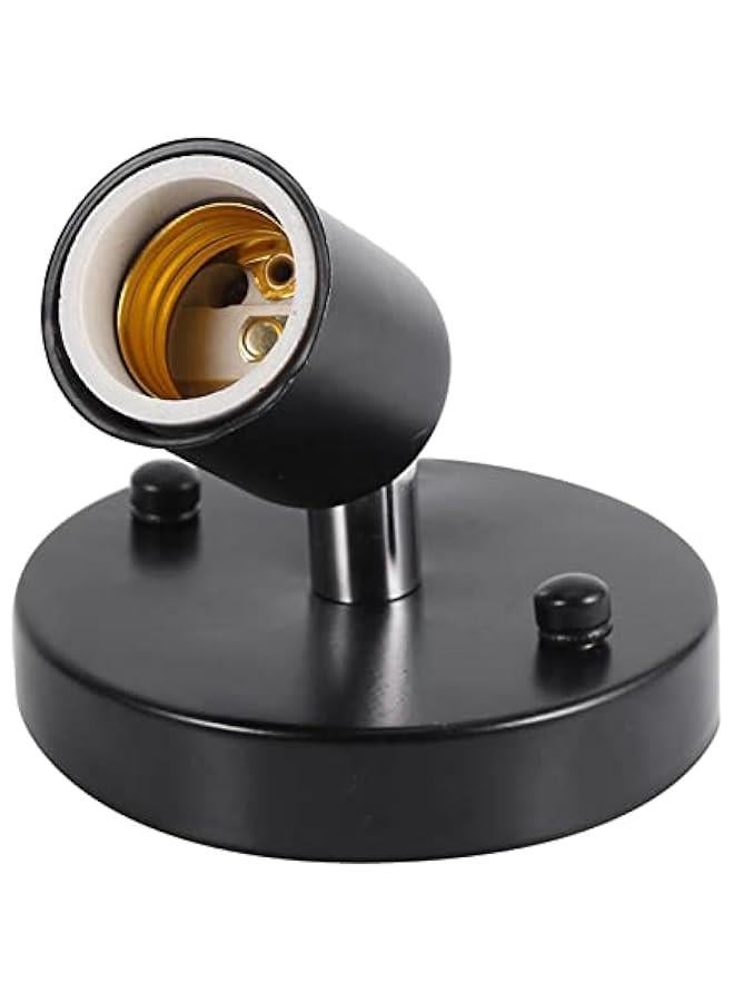 E27 180 Degree Modern Adjust Ceiling Lamp Wall Mounted Light Bulb Holder Socket, Vintage Industrial Ceiling/Wall Light Base Holder for Garage Basement Storage Room(Black) - Image 3