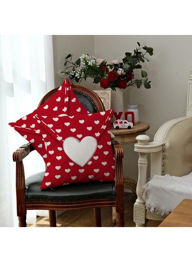 AACORS Valentine's Day Pillow Cover 20X20 Set of 2,Love Heart Decorations Holiday Farmhouse Decorative Pillow Case Decor for Sofa Couch（Red） AK004-20 - Image 4