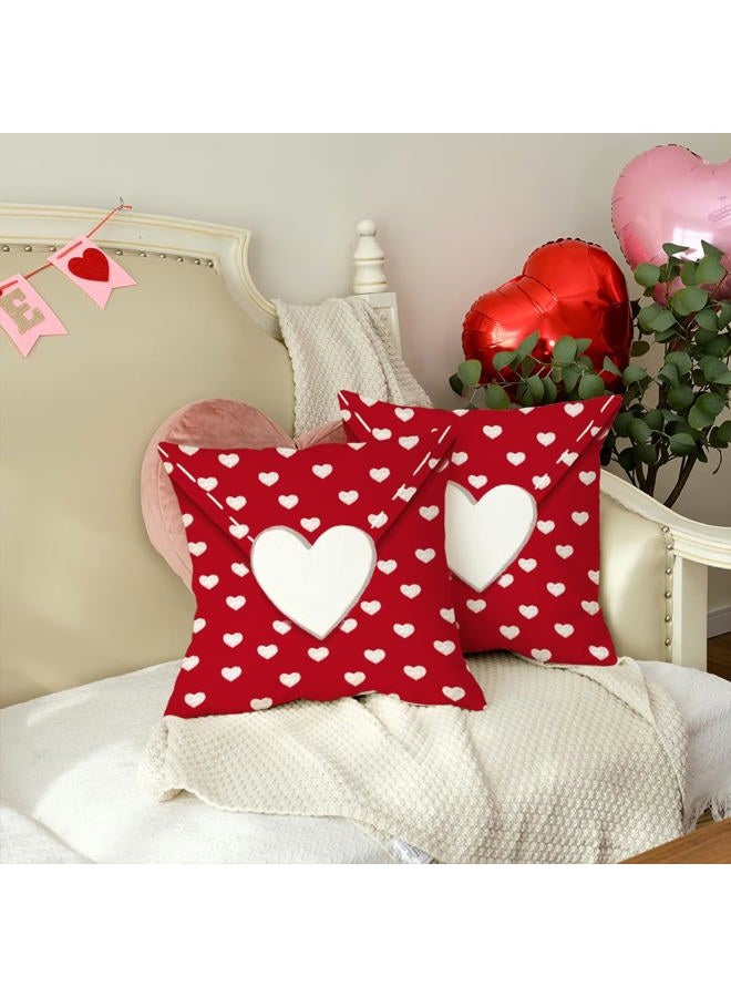 AACORS Valentine's Day Pillow Cover 20X20 Set of 2,Love Heart Decorations Holiday Farmhouse Decorative Pillow Case Decor for Sofa Couch（Red） AK004-20 - Image 3