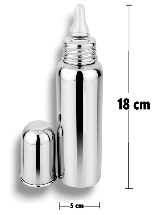 RB POINT Purecare Stainless Steel Baby Feeding Bottle Anti-Colic Nipple, Silicone Sippy Spout-100% Bpa-Free, 240 Ml - Image 2