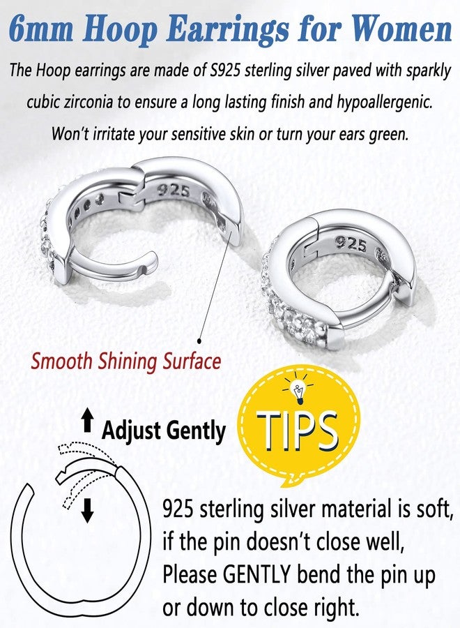 Silvora Women Hoop Earrings 6mm Small Huggie Sleeping Hoops Ear Charms Perfect Girlfriend Birthday Gift - Image 5