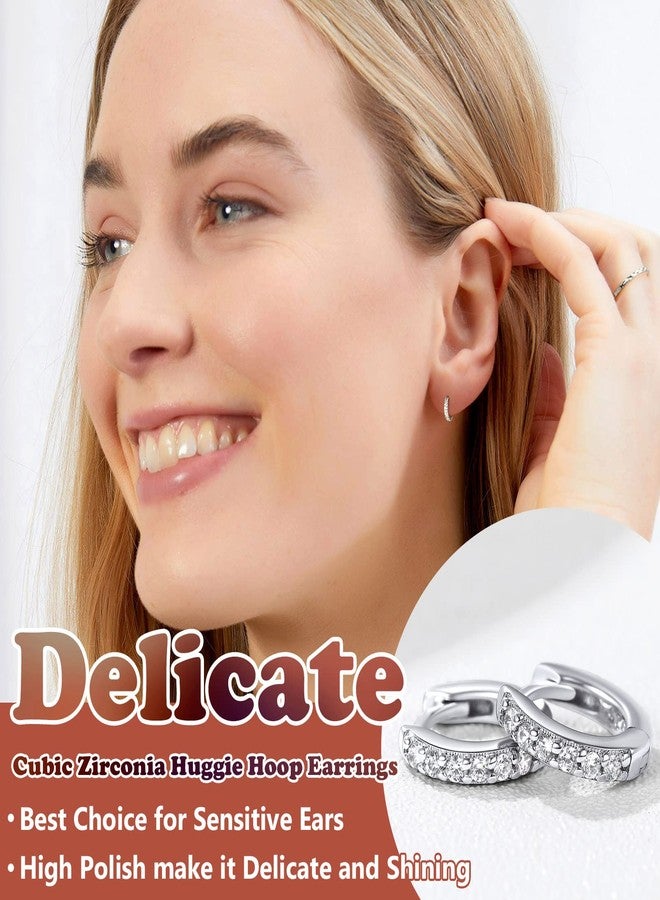 Silvora Women Hoop Earrings 6mm Small Huggie Sleeping Hoops Ear Charms Perfect Girlfriend Birthday Gift - Image 2