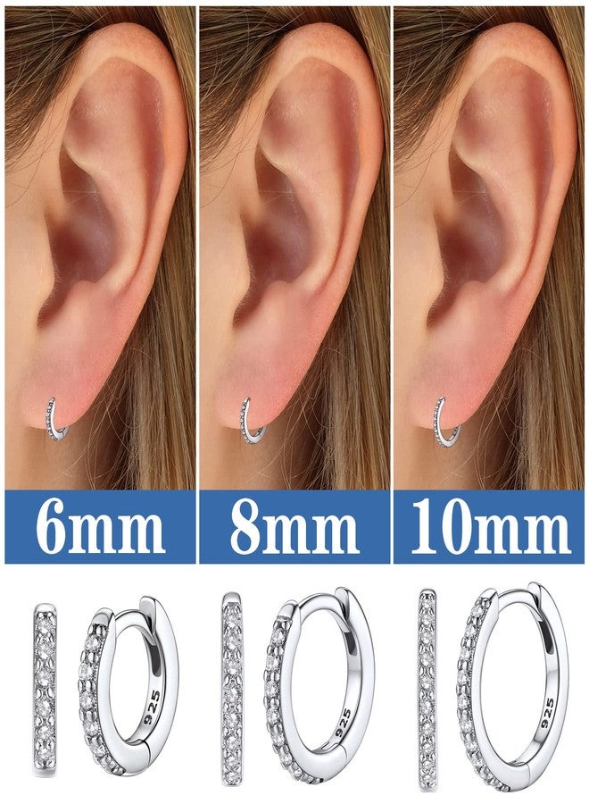 Silvora Women Hoop Earrings 6mm Small Huggie Sleeping Hoops Ear Charms Perfect Girlfriend Birthday Gift - Image 3
