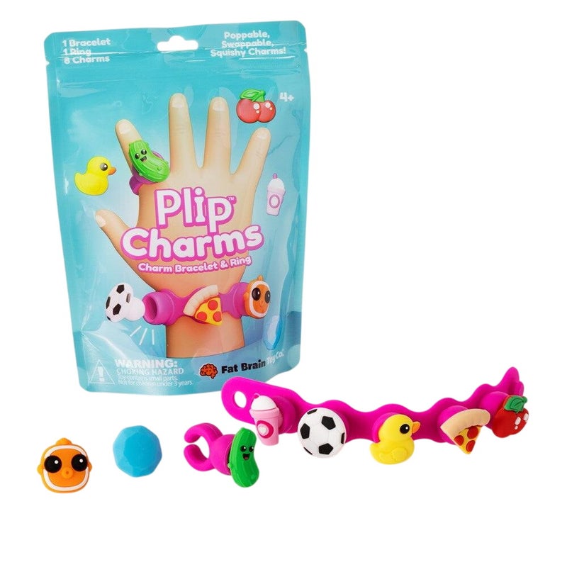 Fat Brain Toys Plip Charms Style B Charm Bracelet & Ring Set (10 Pieces, Pink)