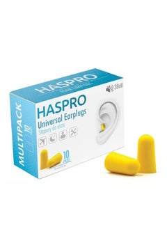 HASPRO HASPRO Ultra Soft Foam Earplugs, Best Earplugs for Noise Canceling, Snoring, Work, DIY, Noise Reduction SNR 38dB (Pack of 10, Yellow)  - Image 2