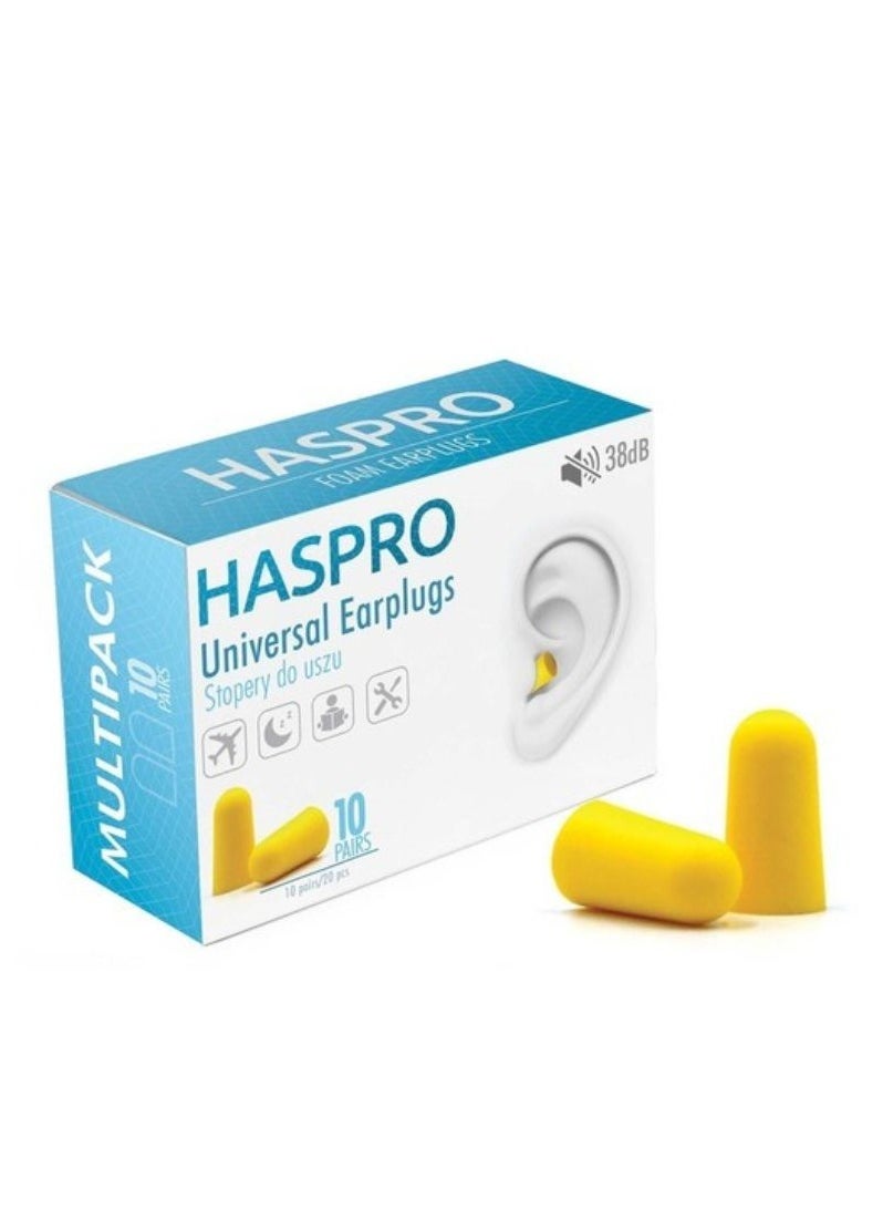 HASPRO - HASPRO Ultra Soft Foam Earplugs, Best Earplugs for Noise Canceling, Snoring, Work, DIY, Noise Reduction SNR 38dB (Pack of 10, Yellow) - Image 1
