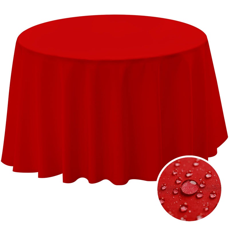BYDOLL Table Cloth 60 Inch Round Tablecloth Fits Max50 Inch Diameter Table TopRed Polyester Washable WrinkleFree Spillproof Tablecloth for Party Patio Cover - Image 2