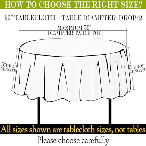 BYDOLL Table Cloth 60 Inch Round Tablecloth Fits Max50 Inch Diameter Table TopRed Polyester Washable WrinkleFree Spillproof Tablecloth for Party Patio Cover - Image 3