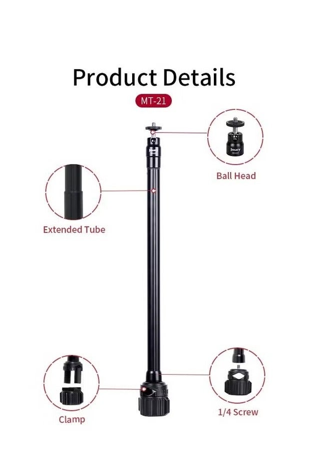 جيه ماري حامل ثلاثي القوائم قابل للتمديد محمول MT-21، حامل ثلاثي القوائم صغير الحجم للطاولة للكاميرا والهواتف الذكية، تصميم خفيف الوزن ومضغوط، ارتفاع قابل للتعديل، متوافق مع جميع الأجهزة - أسود - Image 2