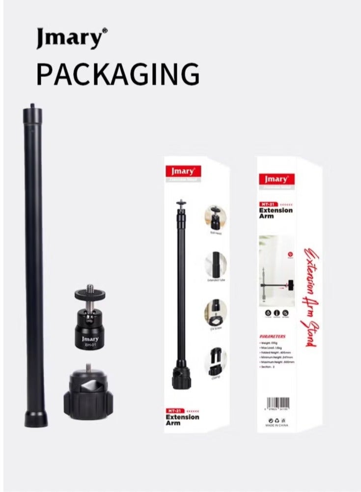 جيه ماري حامل ثلاثي القوائم قابل للتمديد محمول MT-21، حامل ثلاثي القوائم صغير الحجم للطاولة للكاميرا والهواتف الذكية، تصميم خفيف الوزن ومضغوط، ارتفاع قابل للتعديل، متوافق مع جميع الأجهزة - أسود - Image 3
