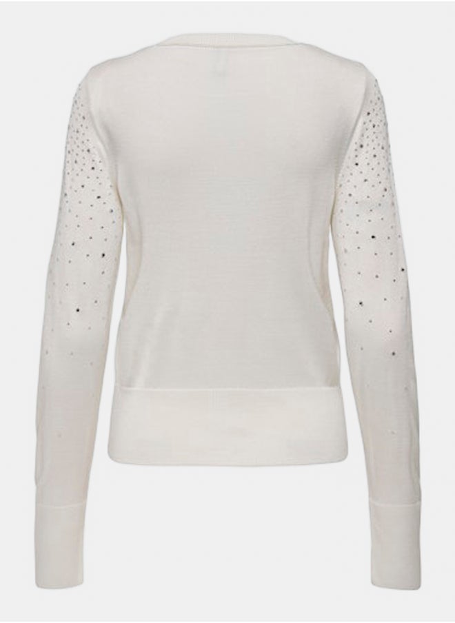 ONLY Onlsolita Ls Stone Detail O-Neck Ex Knt  - Image 2