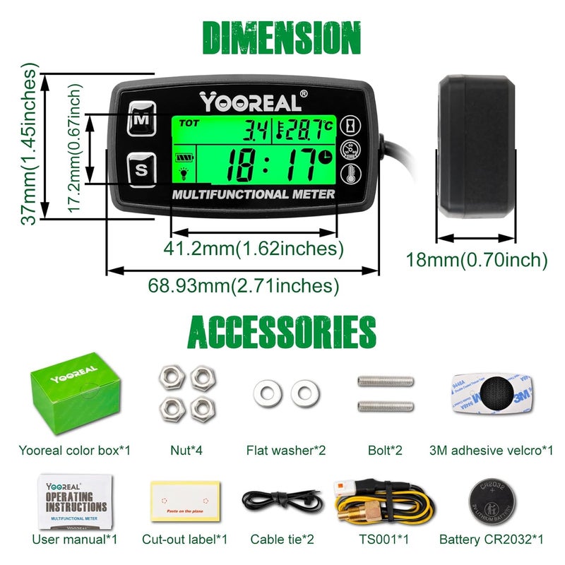 YOOREAL عداد السرعة الرقمي يووريال مع مقياس درجة حرارة زيت الماء للمحرك - Image 5