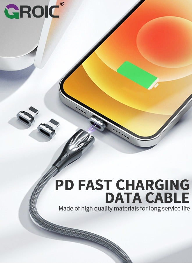 GROIC 2M Magnetic USB-C to Lightning Charging Cable with a Tips, 15W Fast Charger USB Cable with i-Product Magnetic Connector Universal for Phone, Tablet - Image 2
