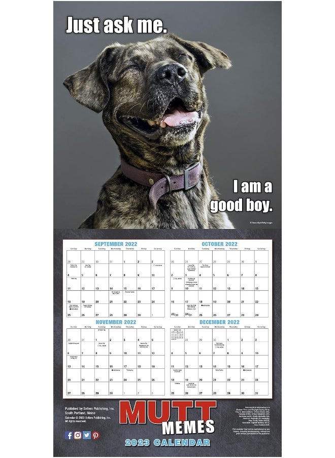 null - Mutt Memes 2023 Wall Calendar,16-Month Humor & Comic Calendar, 12" x 12" - Image 1