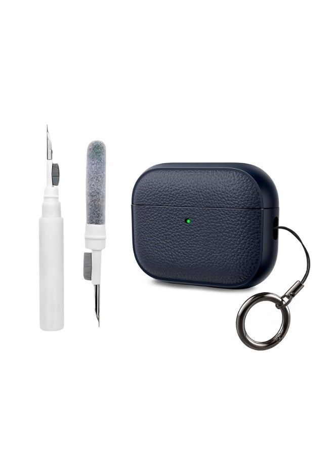 Arabest AirPods Pro 3 Case 2025, Soft TPU Case for Apple AirPods Pro 3 with Hand Strap, Leather Touch Design, Tree Texture Airpods Pro 3 Case - Deep Blue - Image 1