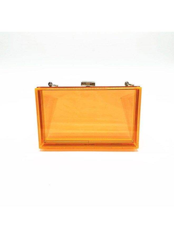Fashionable Acrylic Women's Small Square Bag Summer Candy Colored Transparent Box Bag Evening Chain Style-Color:Transparent Fuchsia - Image 4