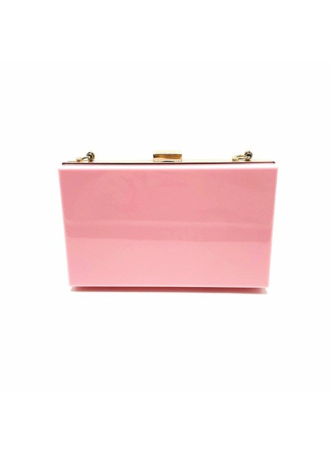 Fashionable Acrylic Women's Small Square Bag Summer Candy Colored Transparent Box Bag Evening Chain Style-Color:Transparent Fuchsia - Image 5