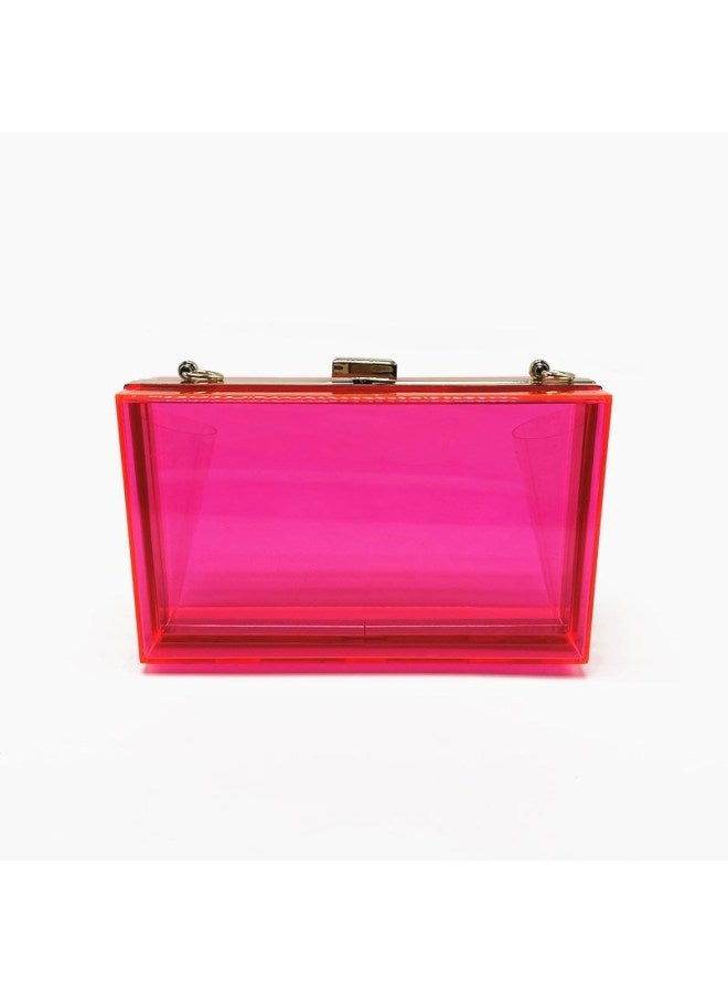 Fashionable Acrylic Women's Small Square Bag Summer Candy Colored Transparent Box Bag Evening Chain Style-Color:Transparent Fuchsia - Image 1