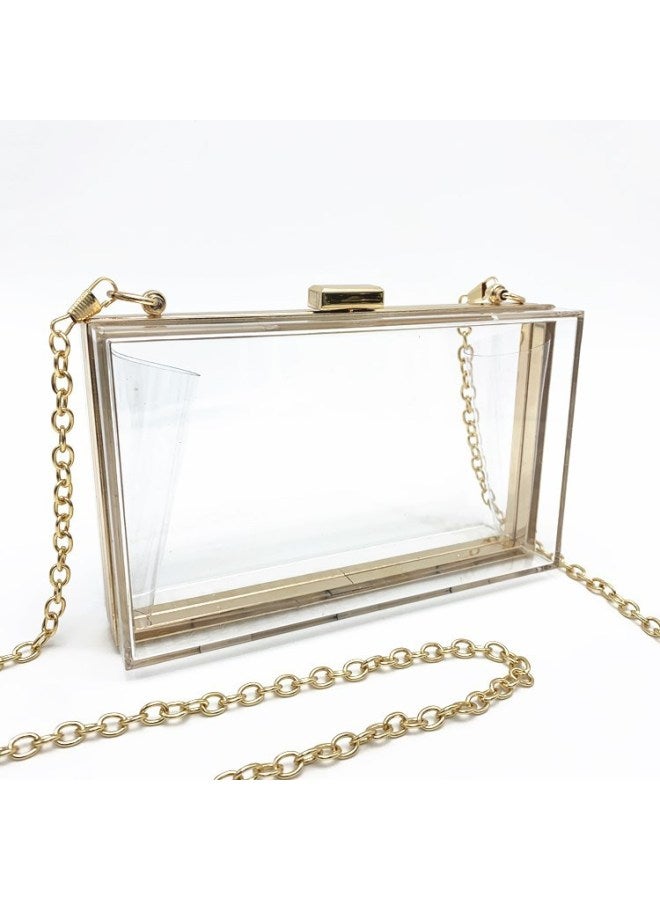 Fashionable Acrylic Women's Small Square Bag Summer Candy Colored Transparent Box Bag Evening Chain Style-Color:Transparent Fuchsia - Image 2