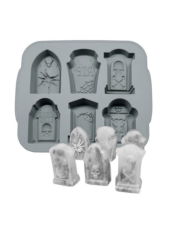 FreeNFond Silicone Ice Cube Trays Halloween RIP Gravestone Mold for Ice, Candy, Cake, Soap - Image 1