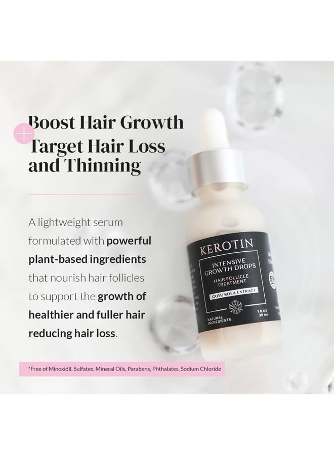KEROTIN Hair Growth Serum with Castor Oil for Hair Loss in Women, DHT Blocker, Promotes Scalp Care & Thicker Fuller Hair, Thickening Drops, Natural, Sulfate & Cruelty Free, Made in USA - 3 Pack - Image 2