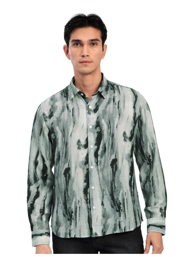 Beyoung Grey Marble Abstract Printed Shirt  - Image 2
