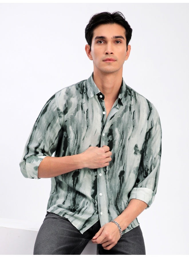 Beyoung Grey Marble Abstract Printed Shirt  - Image 5