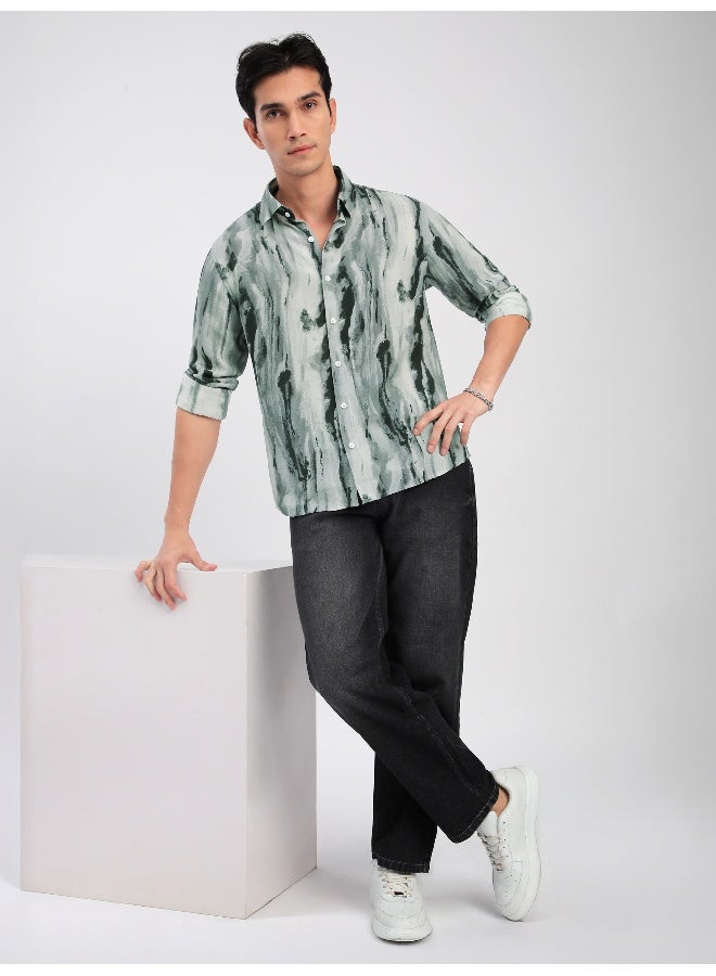 Beyoung Grey Marble Abstract Printed Shirt  - Image 3