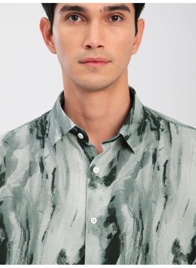 Beyoung Grey Marble Abstract Printed Shirt  - Image 1