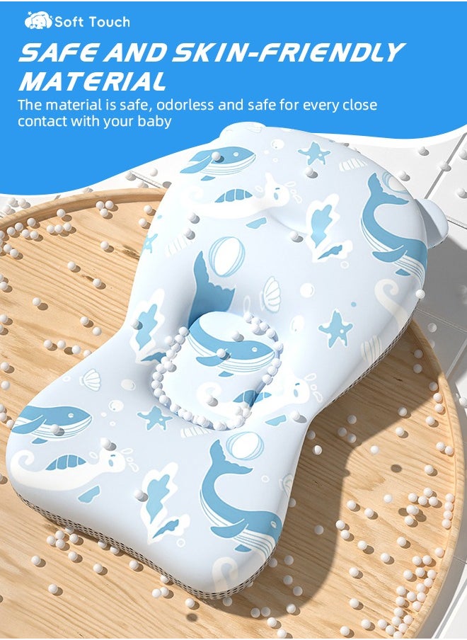 Soft Touch - Adjustable Baby Bathtub Mat Newborn Non-Slip Bath Seat Pad Infant Bath Support Seat Baby Bath Pillow for 0-18 Months Newborn Baby - Image 1