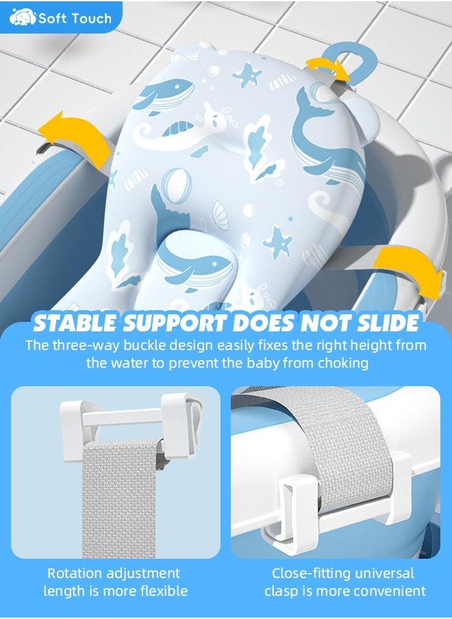 Soft Touch - Adjustable Baby Bathtub Mat Newborn Non-Slip Bath Seat Pad Infant Bath Support Seat Baby Bath Pillow for 0-18 Months Newborn Baby - Image 1