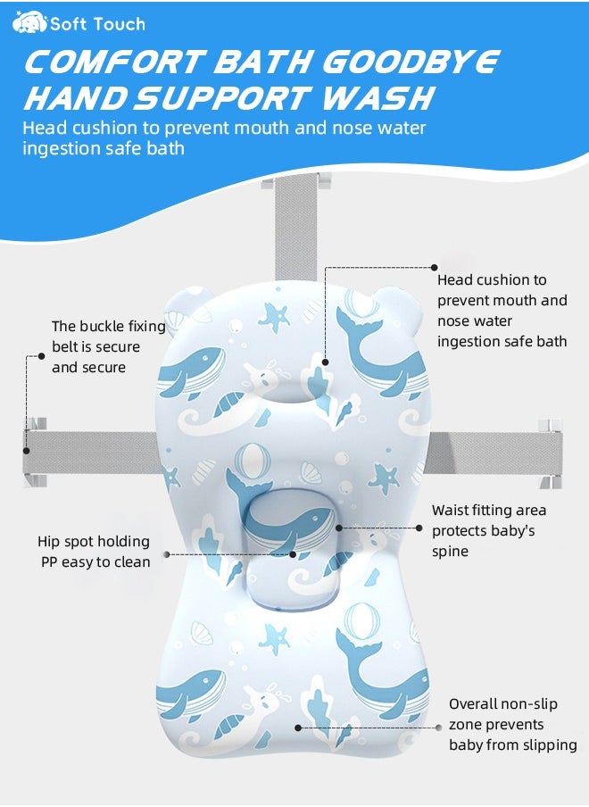 Soft Touch - Adjustable Baby Bathtub Mat Newborn Non-Slip Bath Seat Pad Infant Bath Support Seat Baby Bath Pillow for 0-18 Months Newborn Baby - Image 1