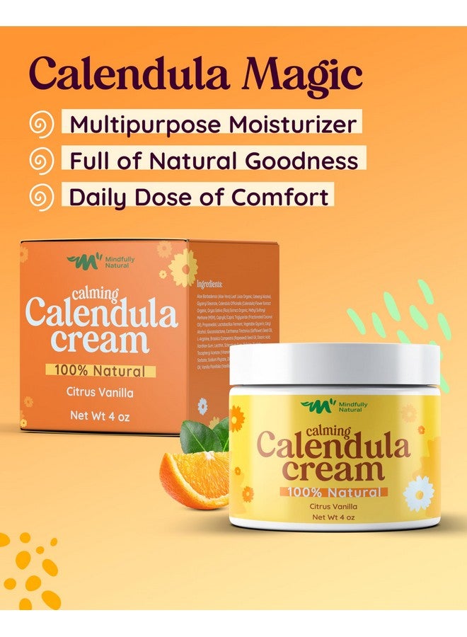 Mindfully Natural Calendula Cream with Organic Aloe Vera - Baby Calendula Cream for Face and Body - Healing After Sun Kids Lotion for Sunburn Relief and Soothing Minor Skin Conditions (Light Citrus Vanilla) - Image 2