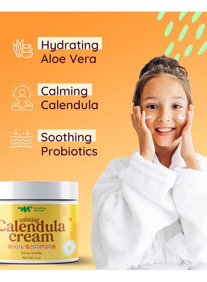 Mindfully Natural Calendula Cream with Organic Aloe Vera - Baby Calendula Cream for Face and Body - Healing After Sun Kids Lotion for Sunburn Relief and Soothing Minor Skin Conditions (Light Citrus Vanilla) - Image 3