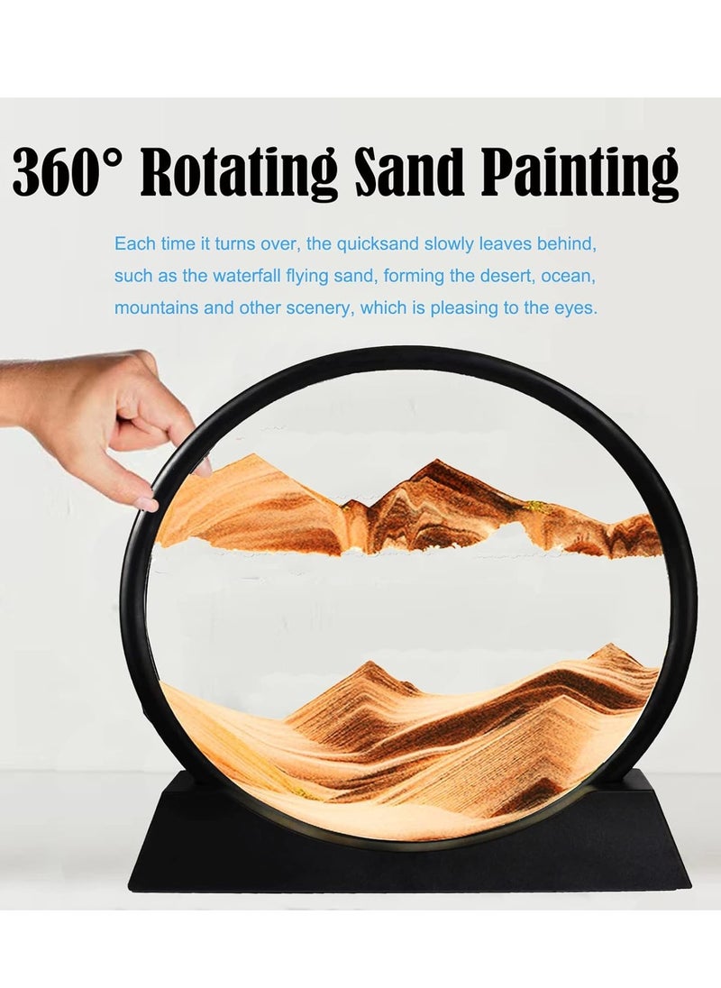 Generic Moving Sand Art Picture,3D Hourglass Deep Sea Sandscape In Liquid Motion Display Glass Flowing Sand Frame For Boys Girls,Relaxing Decor For Home And Office  - Image 2