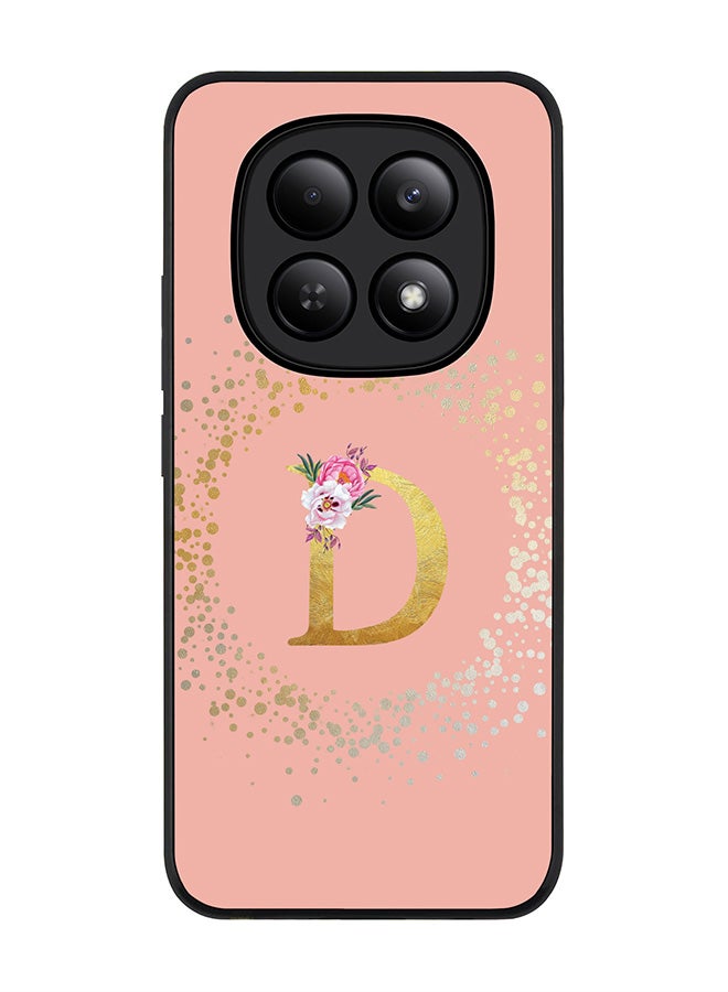 For Xiaomi Redmi Note 15 4G Case,Slim fit Camera Protection, Shockproof Thin Phone cover  - Custom Monogram Floral - D  (Rose Pink )