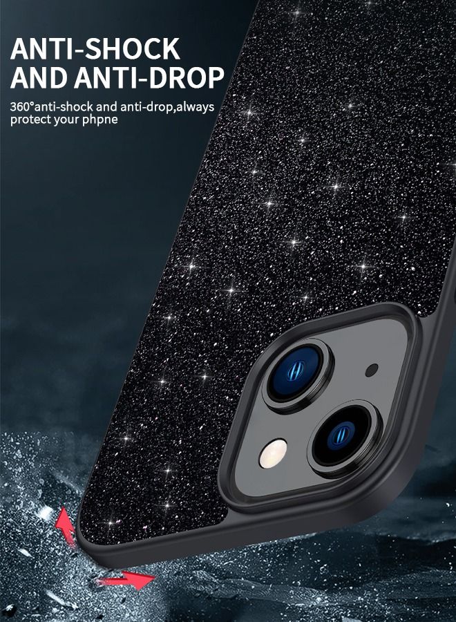 GROIC Designed for iPhone 14 Case 6.1 Inch Glitter Sparkle Bling Luxury Star Cases Rubber Slim Soft TPU Shockproof Drop Protective Cover-Black - Image 5