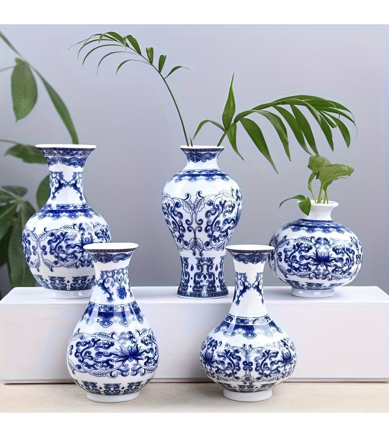 Handmade Chinese Porcelain Vase Style D White Ceramic Home Décor Hydroponic Flower Arrangement Gift - Image 1