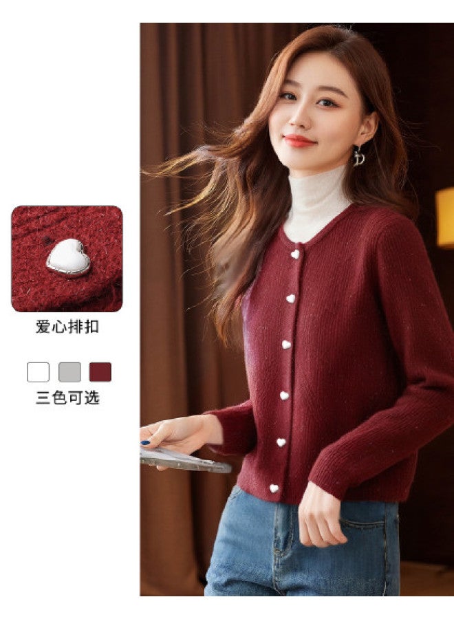 Hstyle Ankara Red Knit Sweater Women's Autumn Winter Korean Style Fashion Versatile Slimming Design Top Youthful Pullover - Image 1
