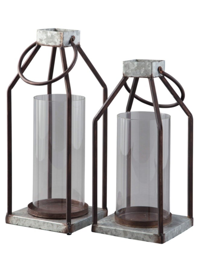 Signature Design by Ashley Diedrick Rustic Lantern 2 Count Indoor And Outdoor 19 And 17 Gray And Black  - Image 1