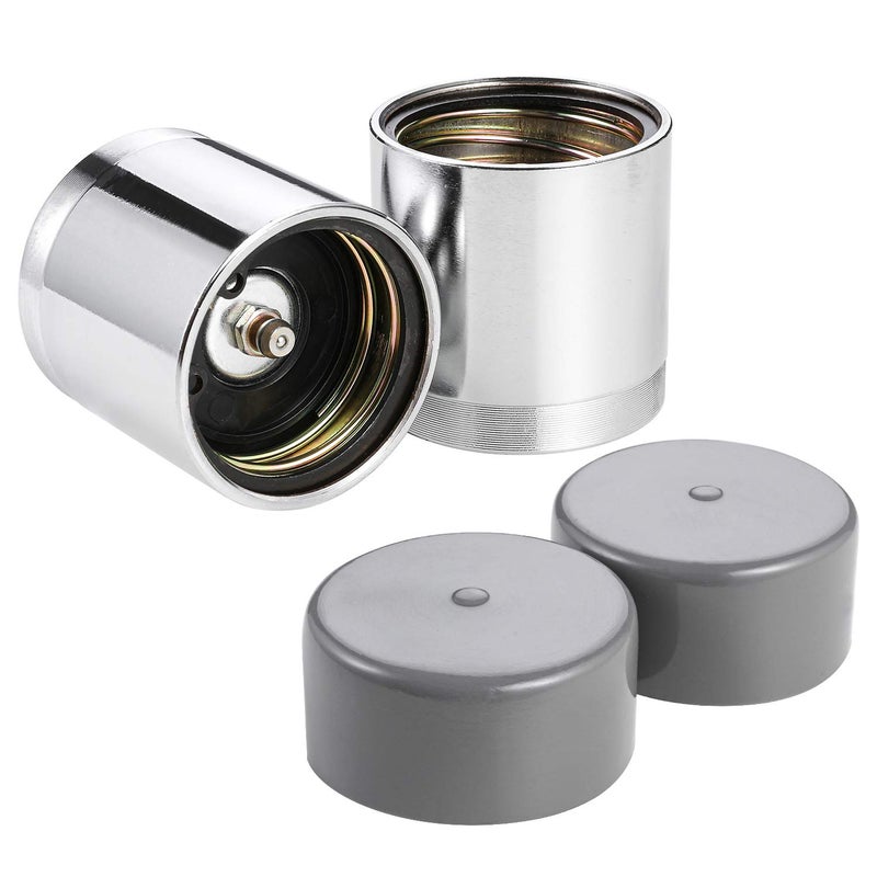 CZC AUTO Wheel Bearing Buddy 1.98 Inch Bearing Protectors with Protective Bras for Trailer Boat, Chromed, Pair